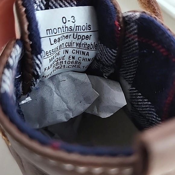 Robeez First Kicks Shoes Soft Brown Premium Leather Baby Navy Plaid Sz 0-3 Month - Picture 8 of 15